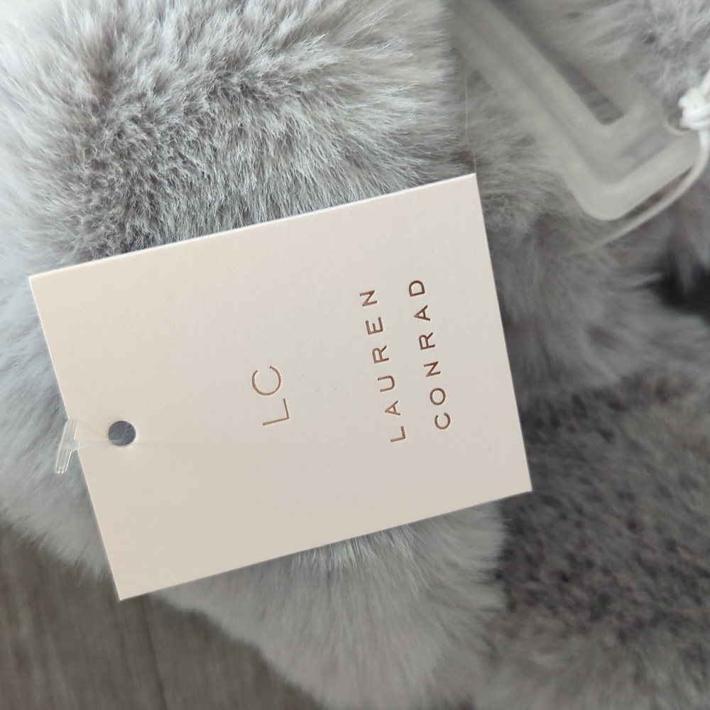 Lauren Conrad Gray Faux Fur Slippers - Picture 2 of 3